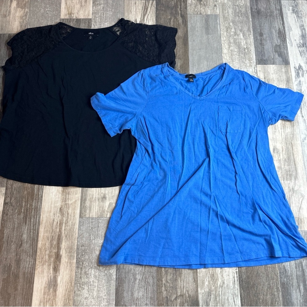 Ellos Women’s Large Tshirt, Blouse, Black, Blue